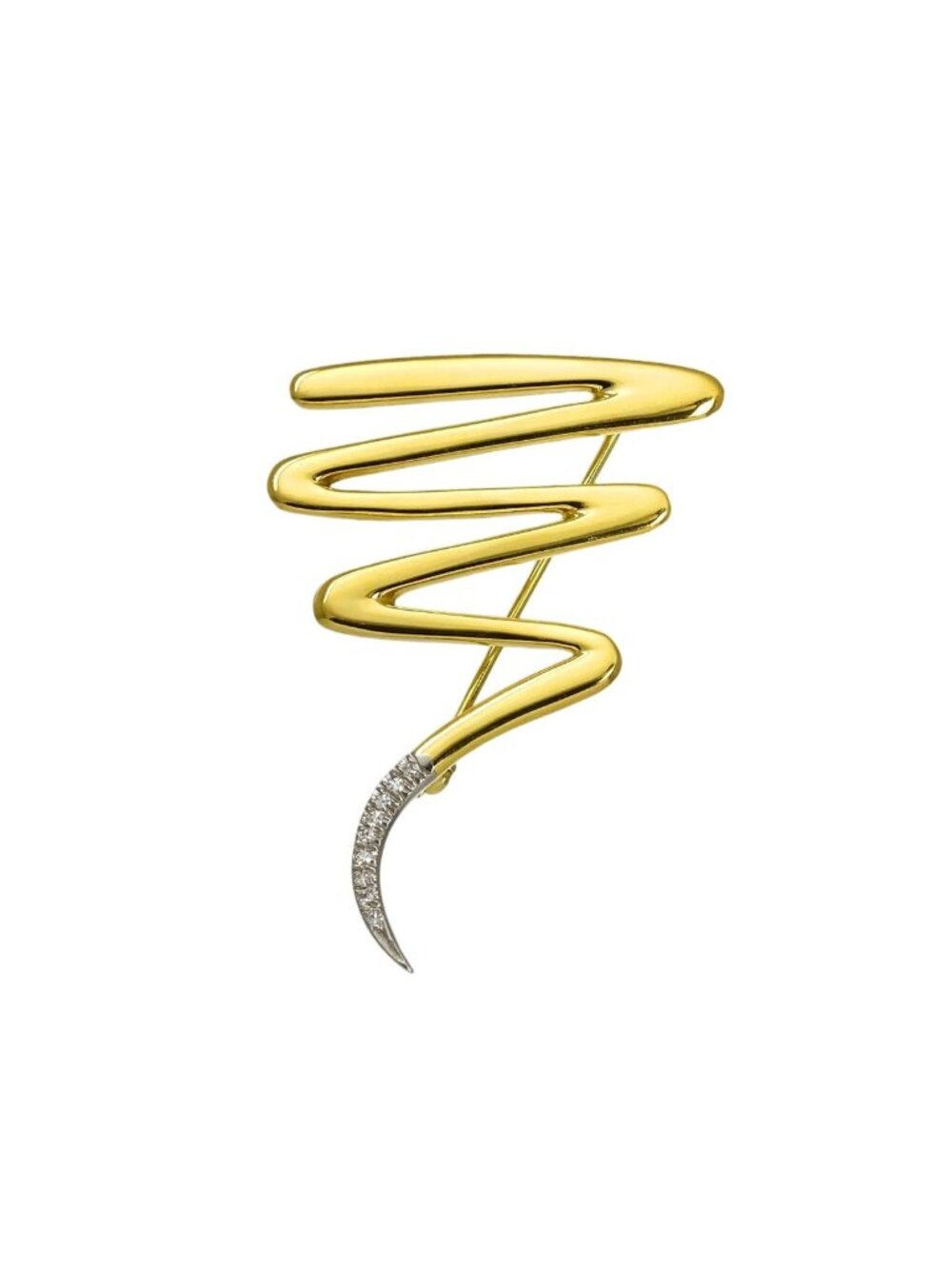 Tiffany & Co Scribble Diamond Brooch 18k Yellow Gold 750 Platinum Pt